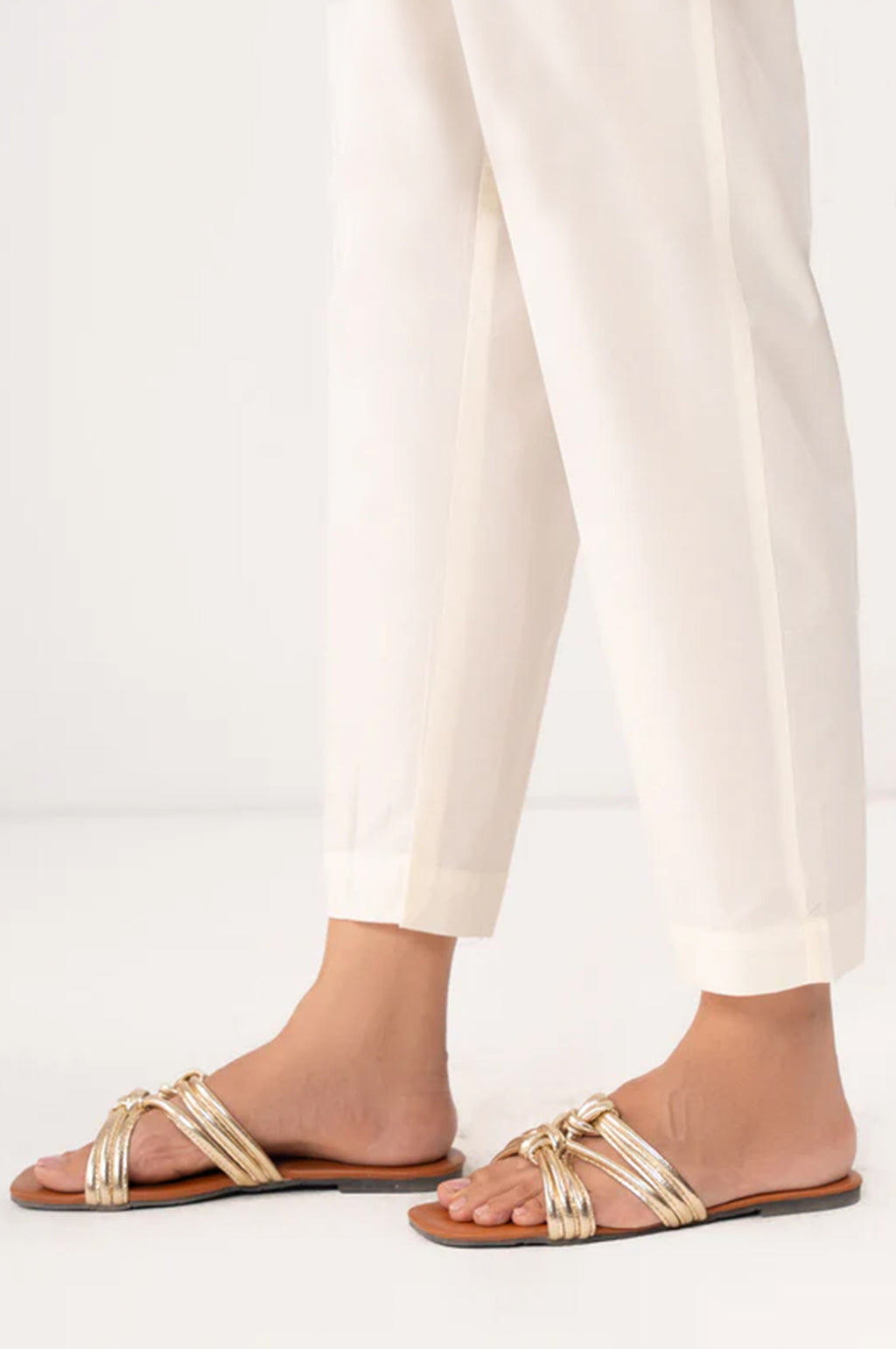Basic Cambric Cigarette Pants - Regular Fit