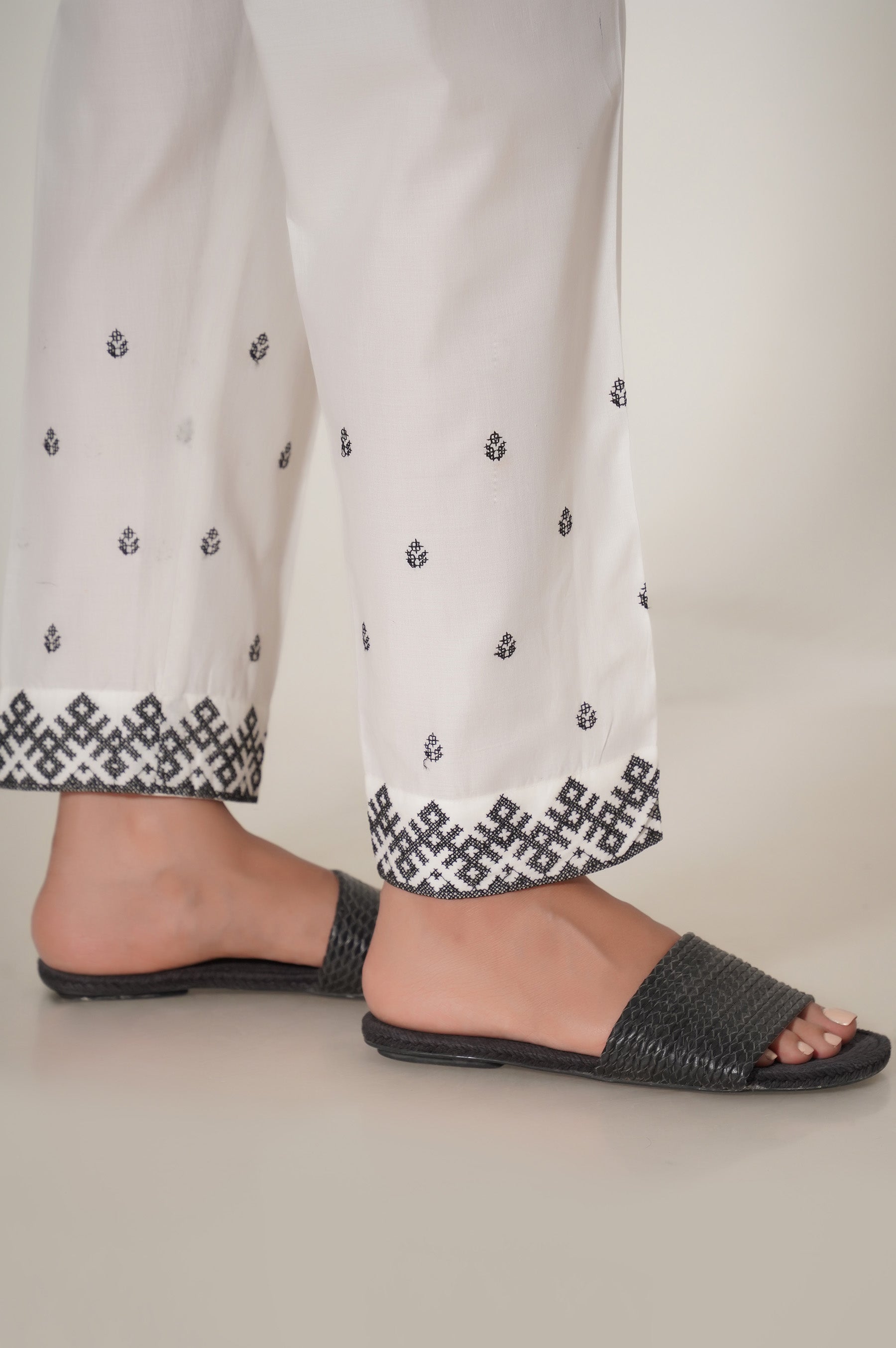 Stitched Cambric Embroidered Bottom