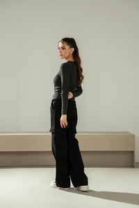 RIBBED KNITTED BUTTON DOWN TOP