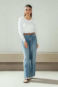 RIBBED KNITTED BUTTON DOWN TOP