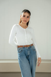 RIBBED KNITTED BUTTON DOWN TOP