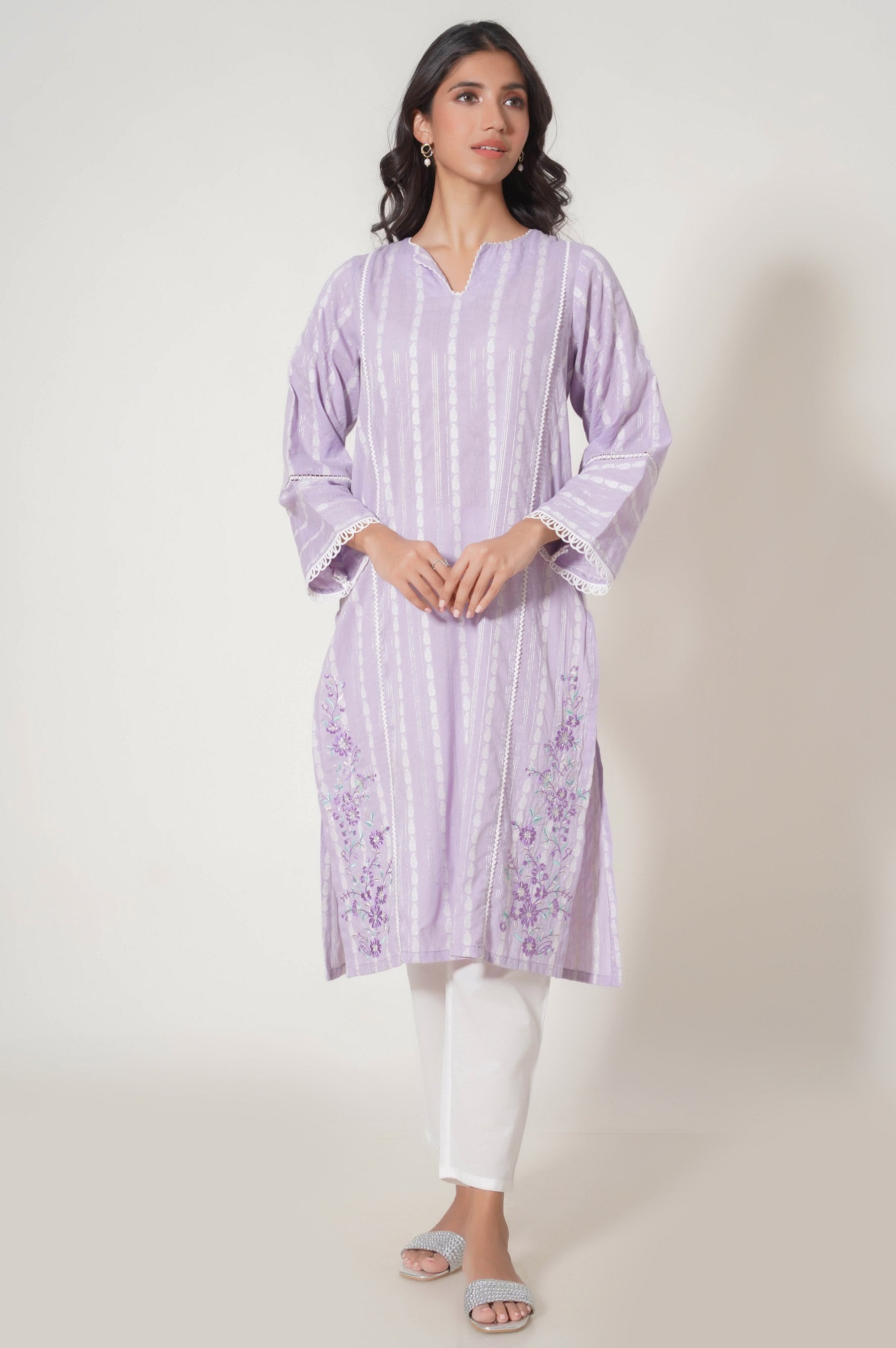 Stitched 1 Piece Embroidered Lorex Jacquard Shirt