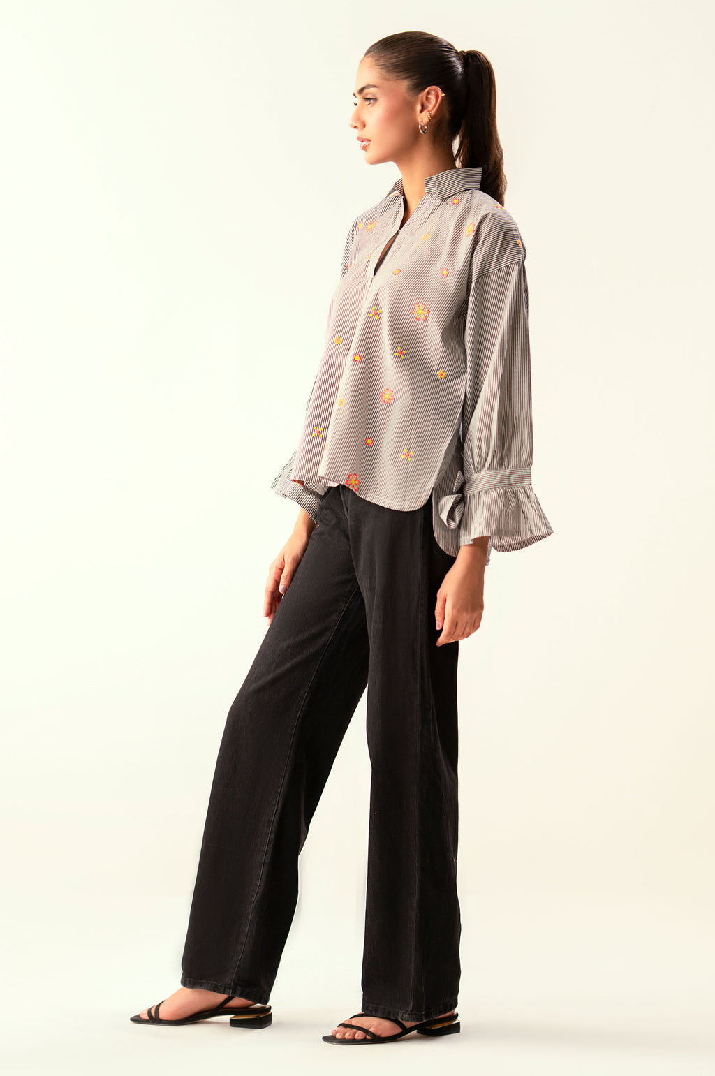 Stitched 1 Piece Embroidered Yarn Dyed Top