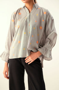 Stitched 1 Piece Embroidered Yarn Dyed Top