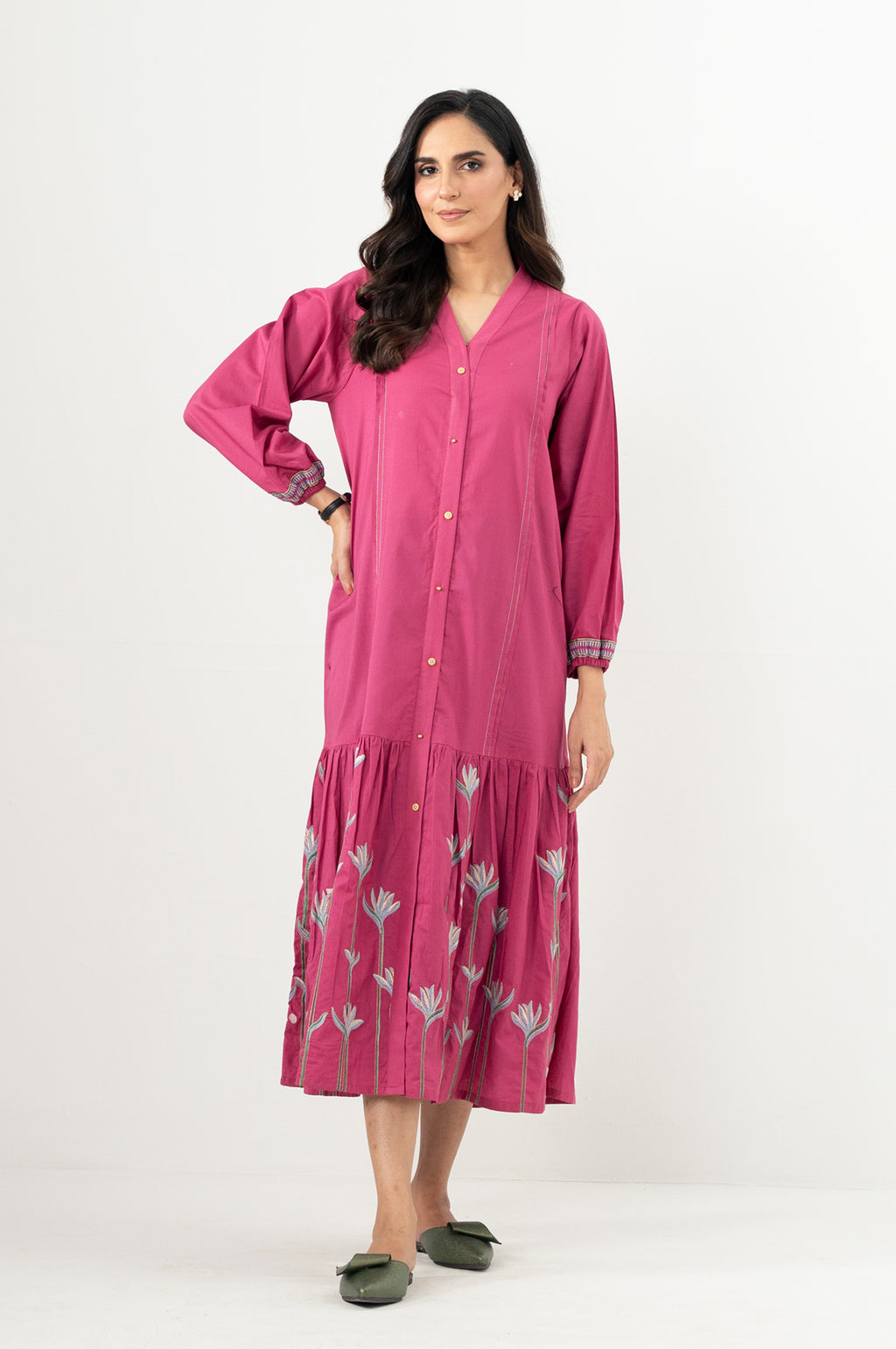 Stitched 1 Piece Embroidered Lawn Long Dress