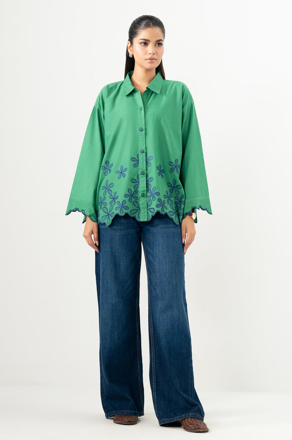 Stitched 1 Piece Embroidered Cambric Top