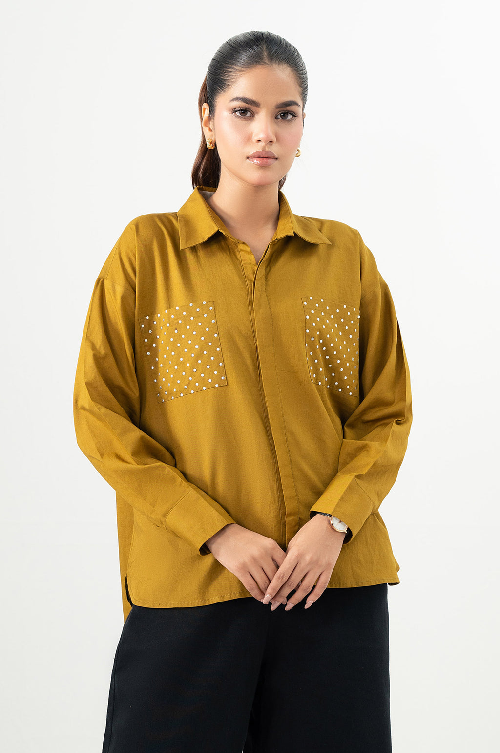 Stitched 1 Piece Embellished Cambric Top