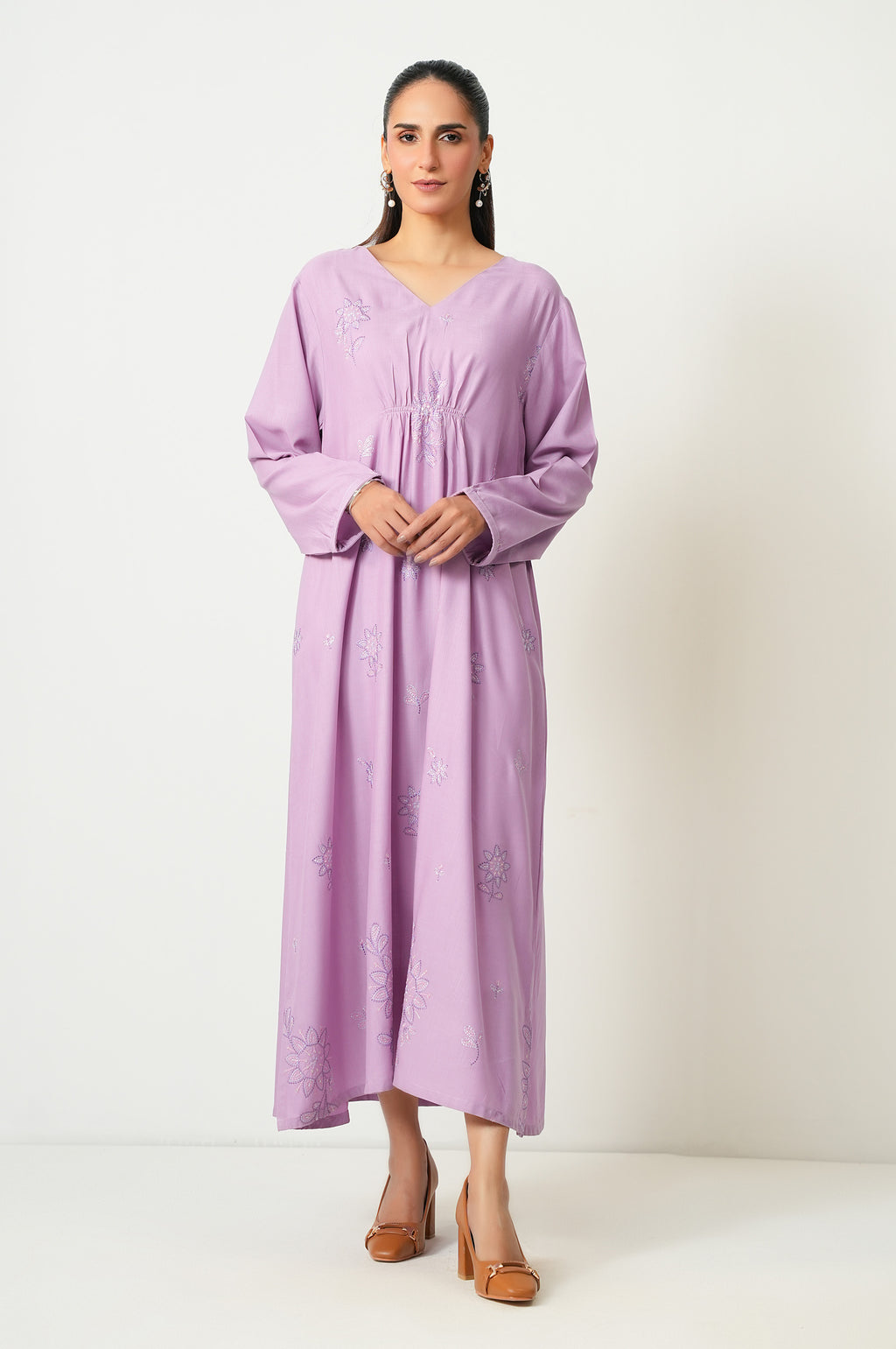 Stitched 1 Piece Embroidered Dull Raw Silk Shirt