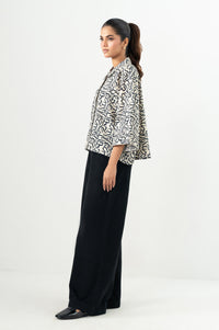 Stitched 1 Piece Digital Printed Stylized Cross Hatch Khaddar Top