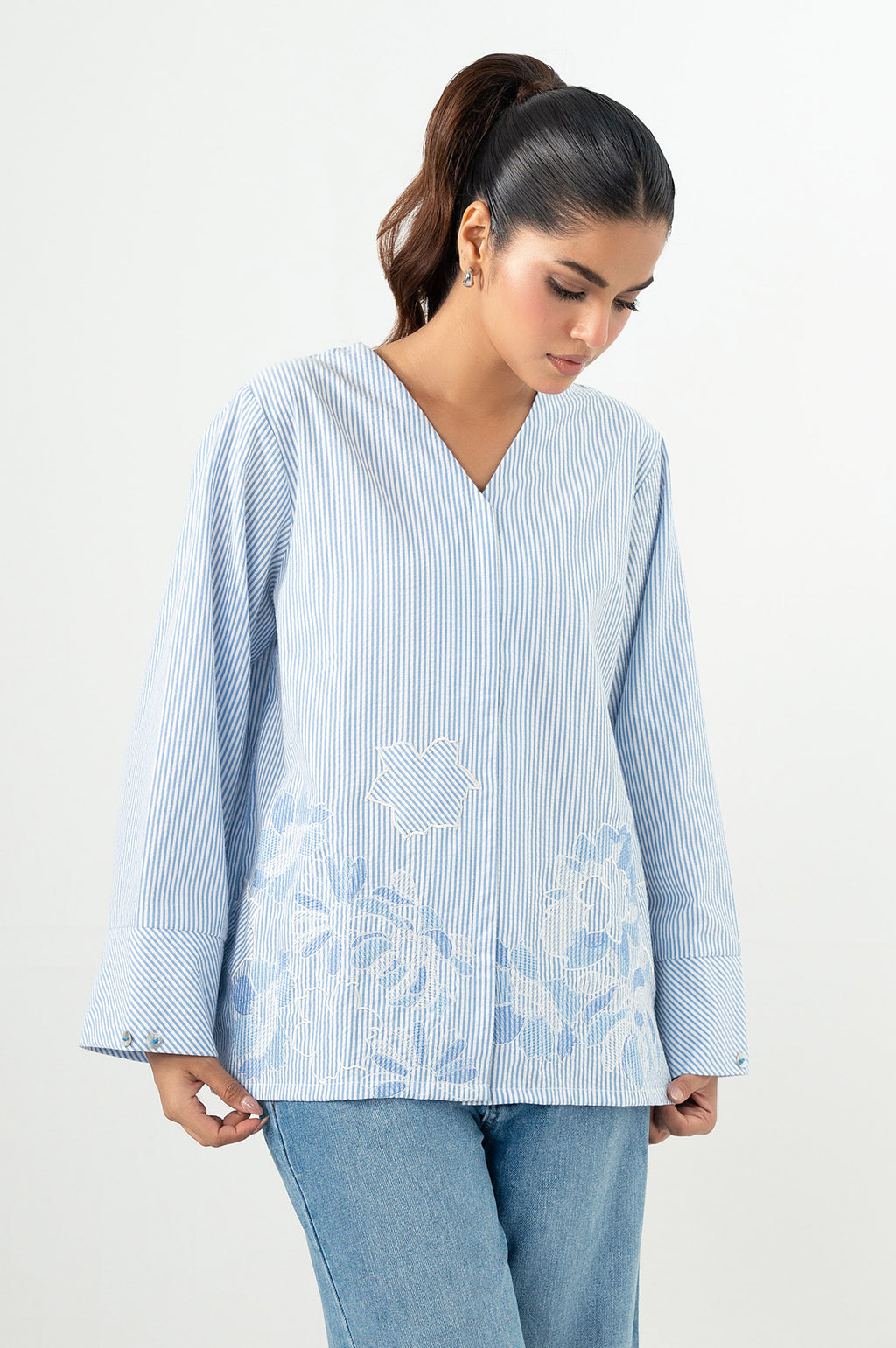 Stitched 1 Piece Embroidered Yarn Dyed Top