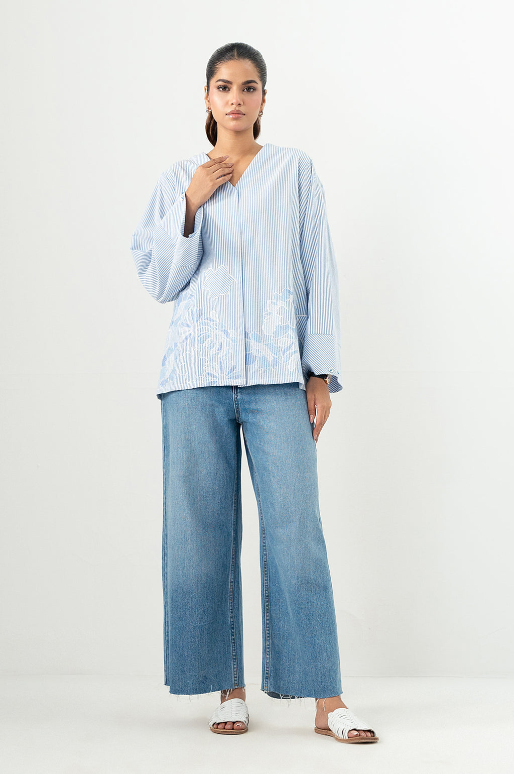 Stitched 1 Piece Embroidered Yarn Dyed Top
