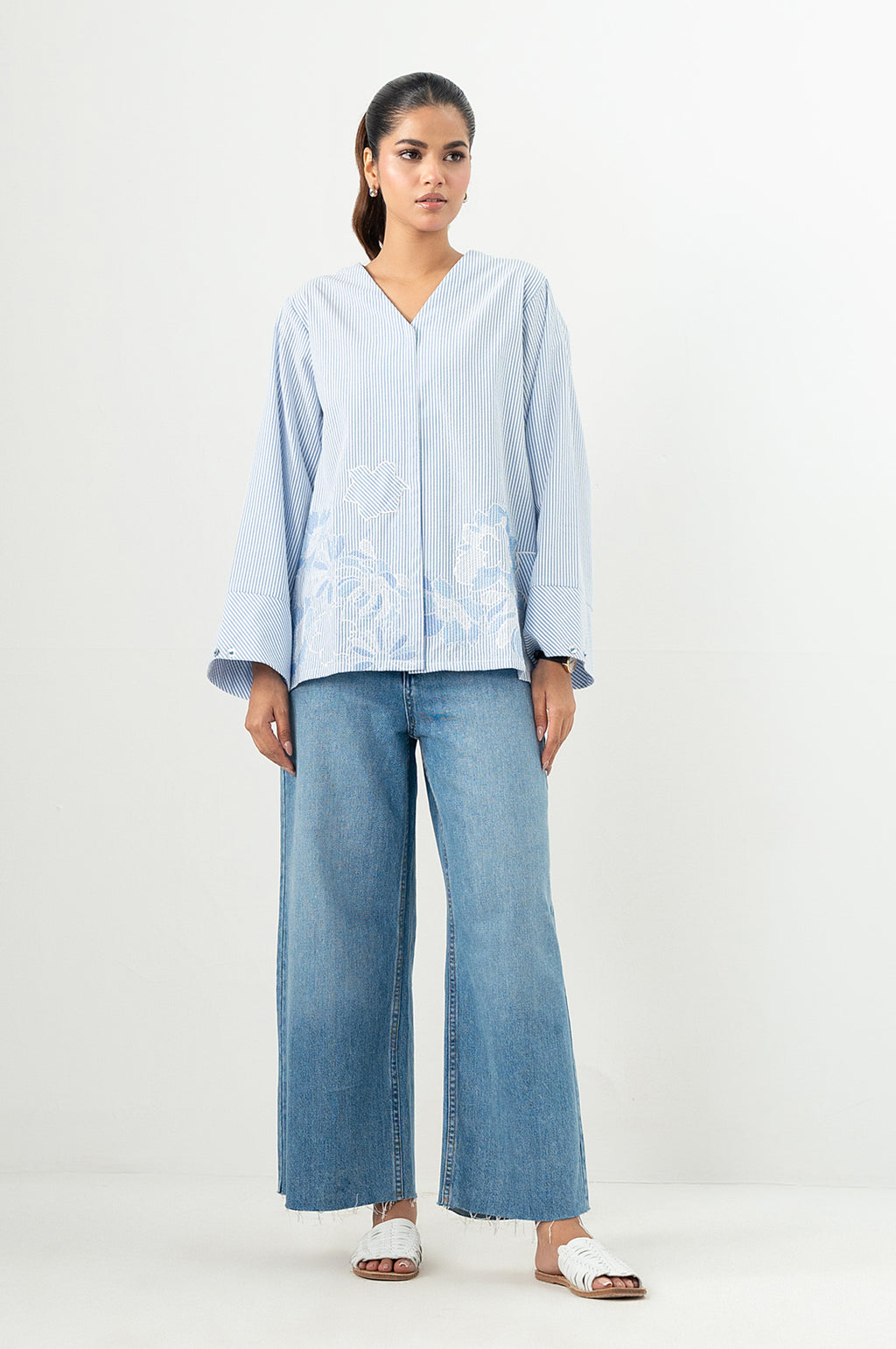 Stitched 1 Piece Embroidered Yarn Dyed Top