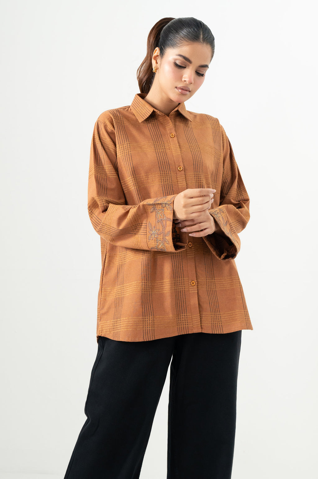 Stitched 1 Piece Embroidered Yarn Dyed Top