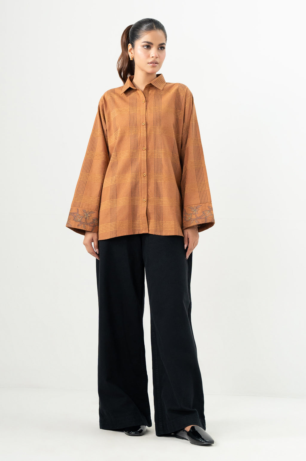 Stitched 1 Piece Embroidered Yarn Dyed Top