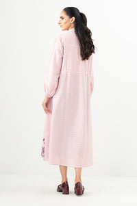 Stitched 1 Piece Yarn Dyed Checks Embroidered Long Dress