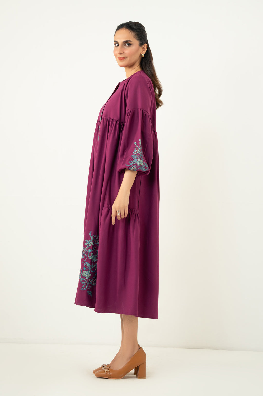 Stitched 1 Piece Embroidered Irish Long Dress