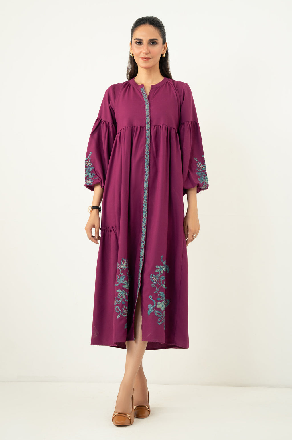 Stitched 1 Piece Embroidered Irish Long Dress