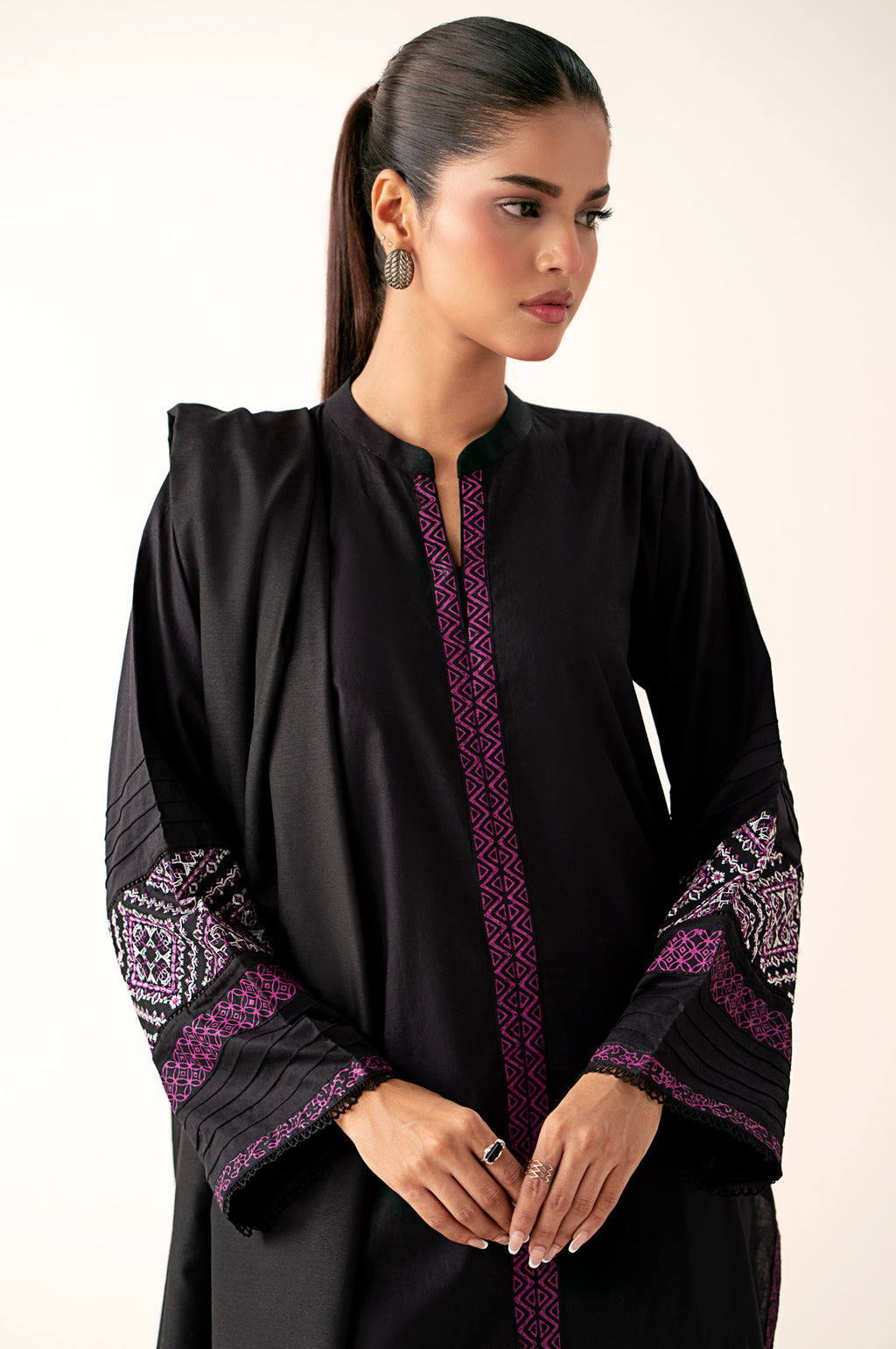 Stitched 2 Piece Embroidered Cambric Suit