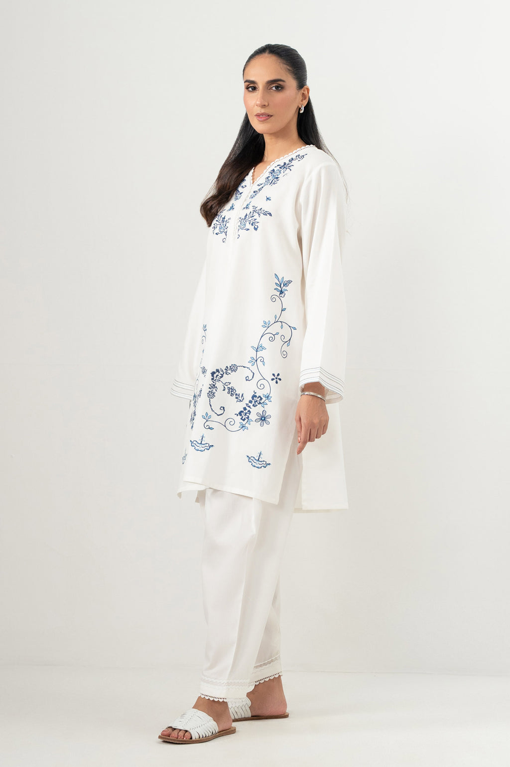 Stitched 2 Piece Embroidered Poplin Dobby Suit