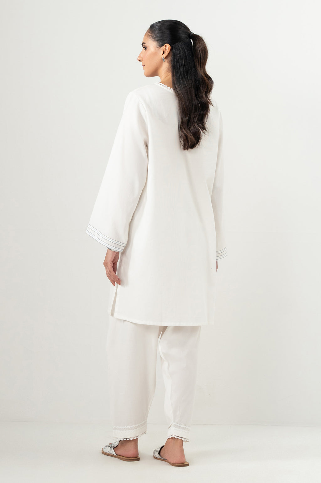 Stitched 2 Piece Embroidered Poplin Dobby Suit