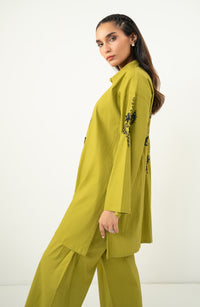 Stitched 2 Piece Embroidered Cotton Lycra Suit