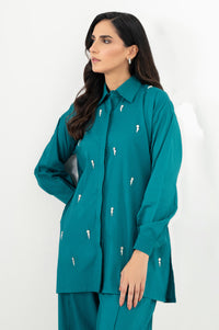 Stitched 2 Piece Embellished Cotton Lycra Suit