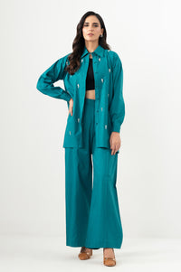 Stitched 2 Piece Embellished Cotton Lycra Suit