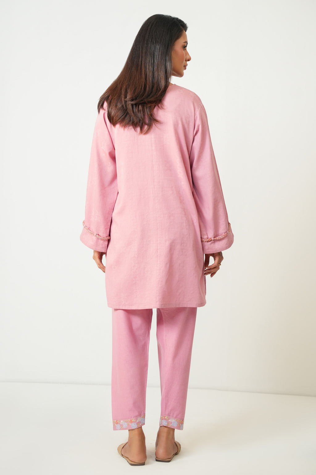 Stitched 2 Piece Embroidered Satin Jacquard Suit