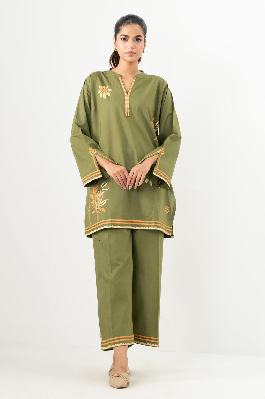 Stitched 2 Piece Screen Printed Cambric Suit