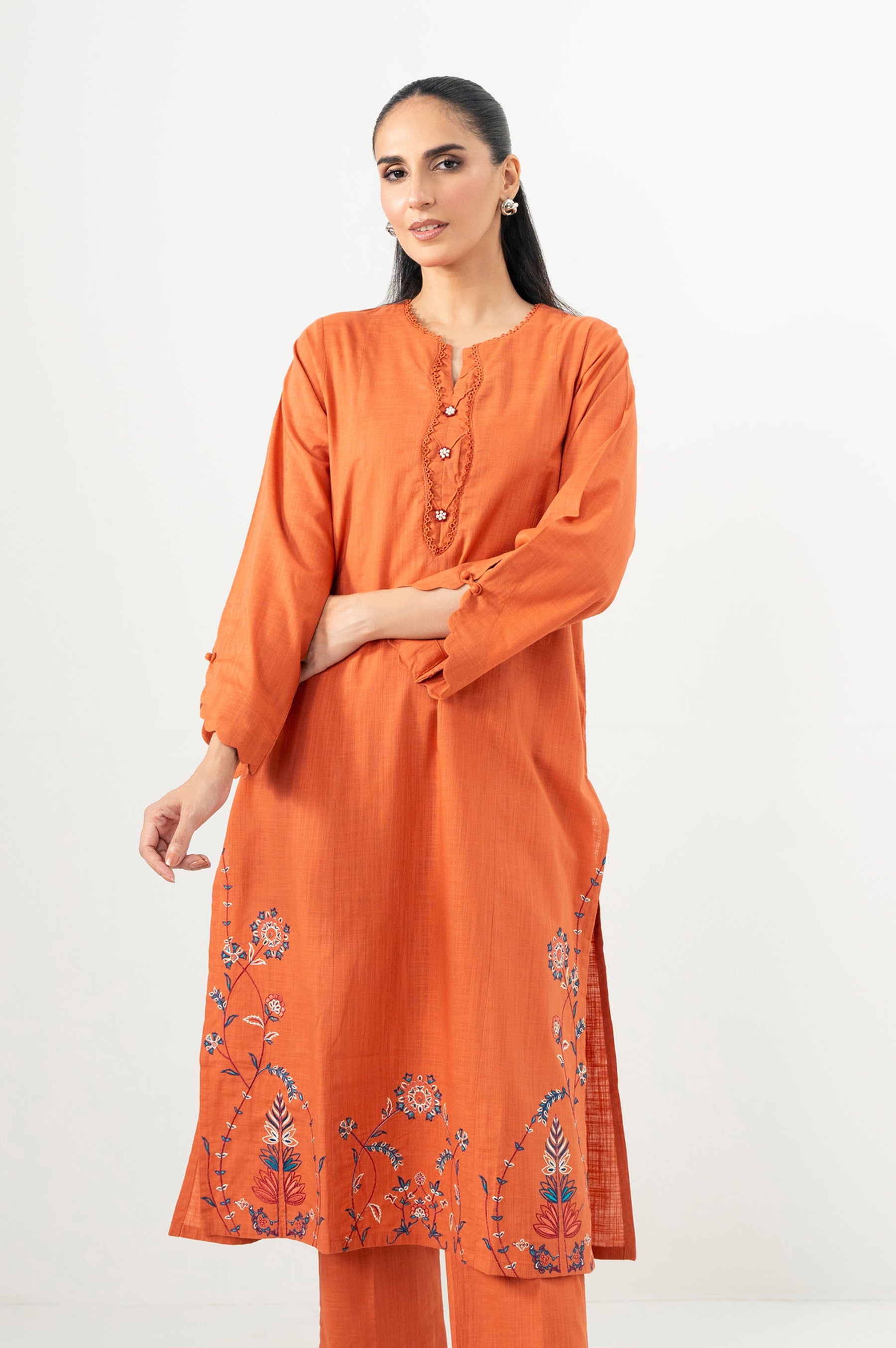 Stitched 2 Piece Embroidered Slub Suit