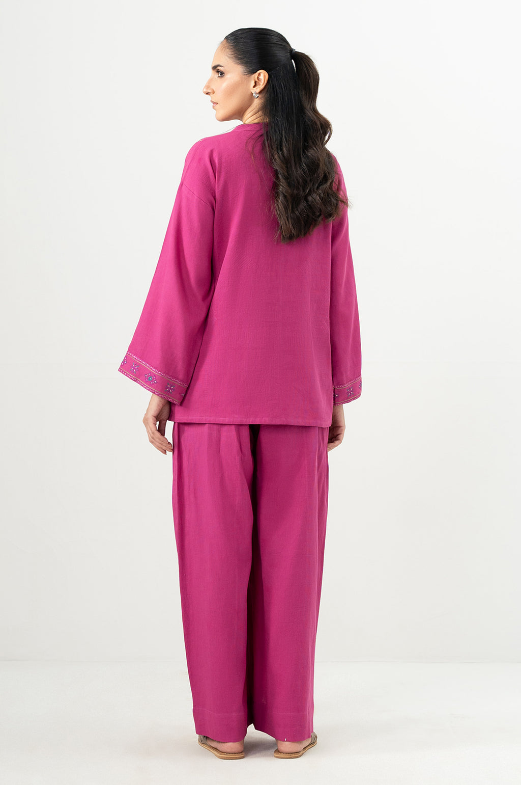 Stitched 2 Piece Embroidered Poplin Dobby Co-Ord Set