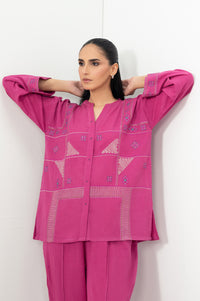 Stitched 2 Piece Embroidered Poplin Dobby Co-Ord Set