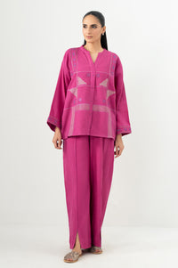 Stitched 2 Piece Embroidered Poplin Dobby Co-Ord Set