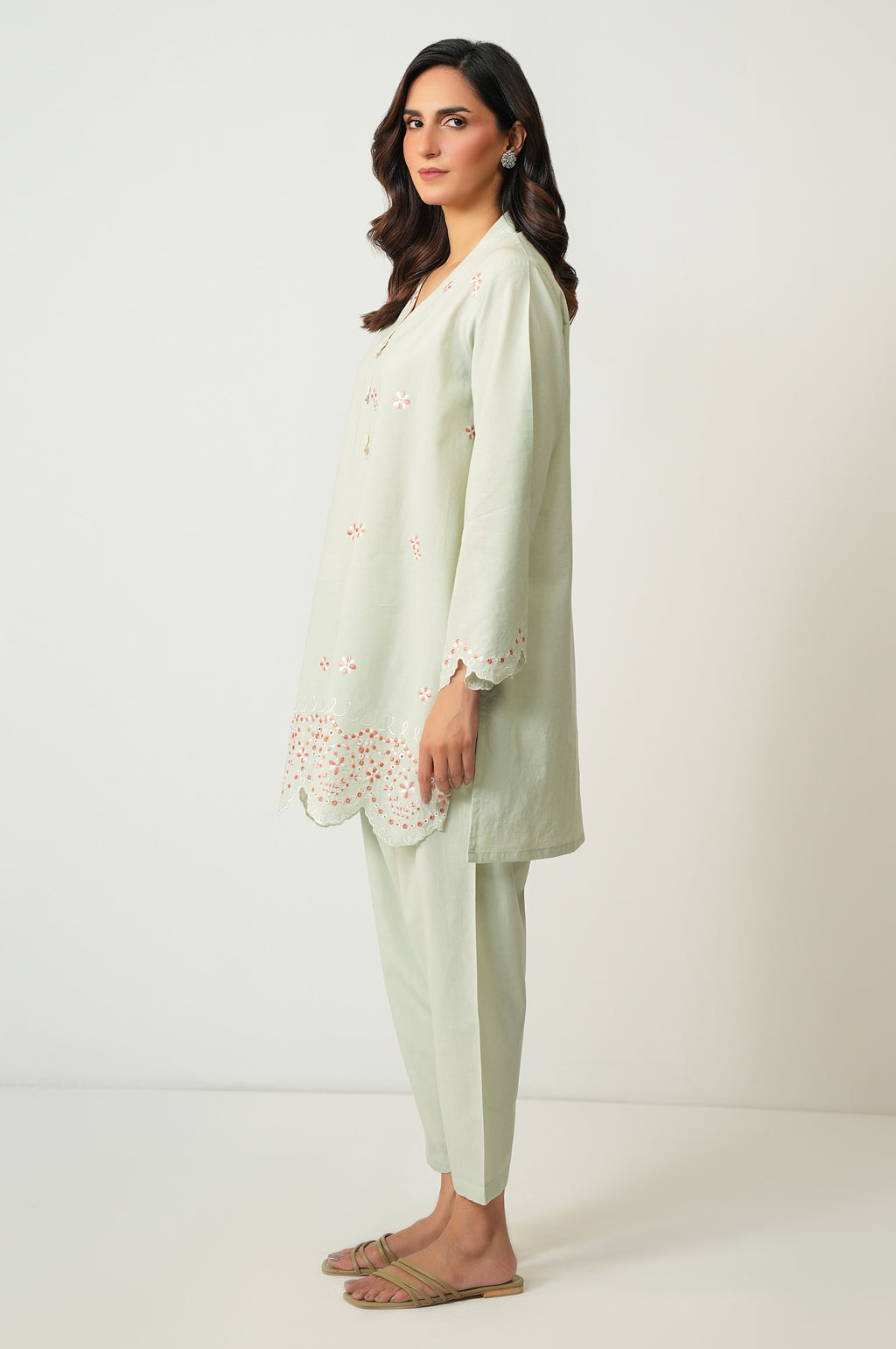Stitched 2 Piece Embroidered Cambric Suit
