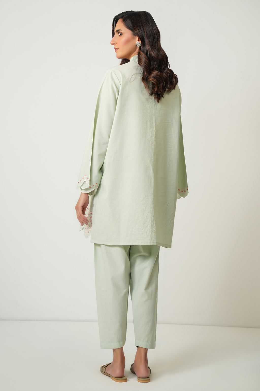Stitched 2 Piece Embroidered Cambric Suit