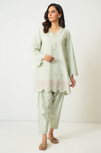 Stitched 2 Piece Embroidered Cambric Suit