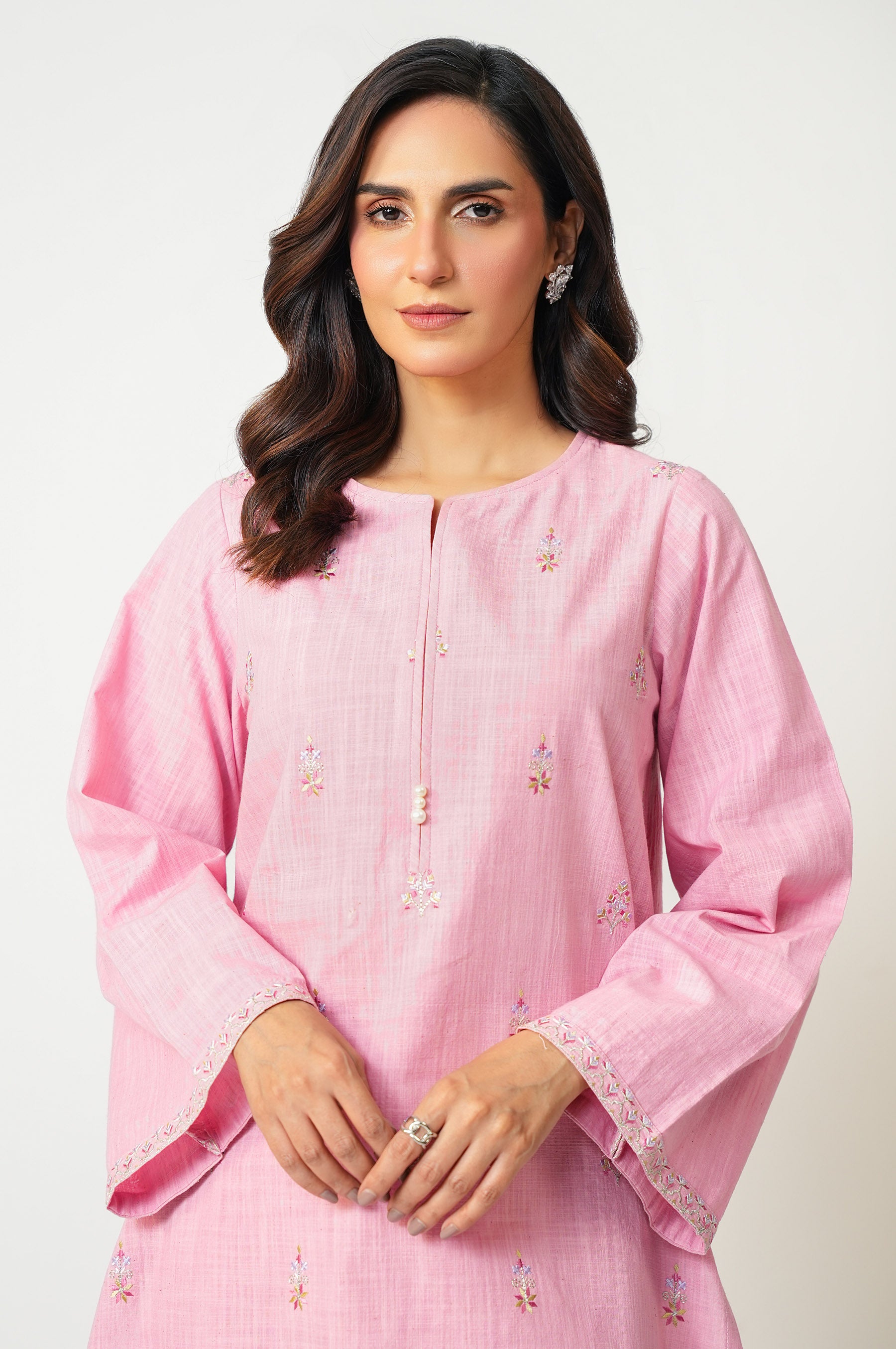 STITCHED EMBROIDERED BOTH SIDE SLUB SHIRT BOTTOM