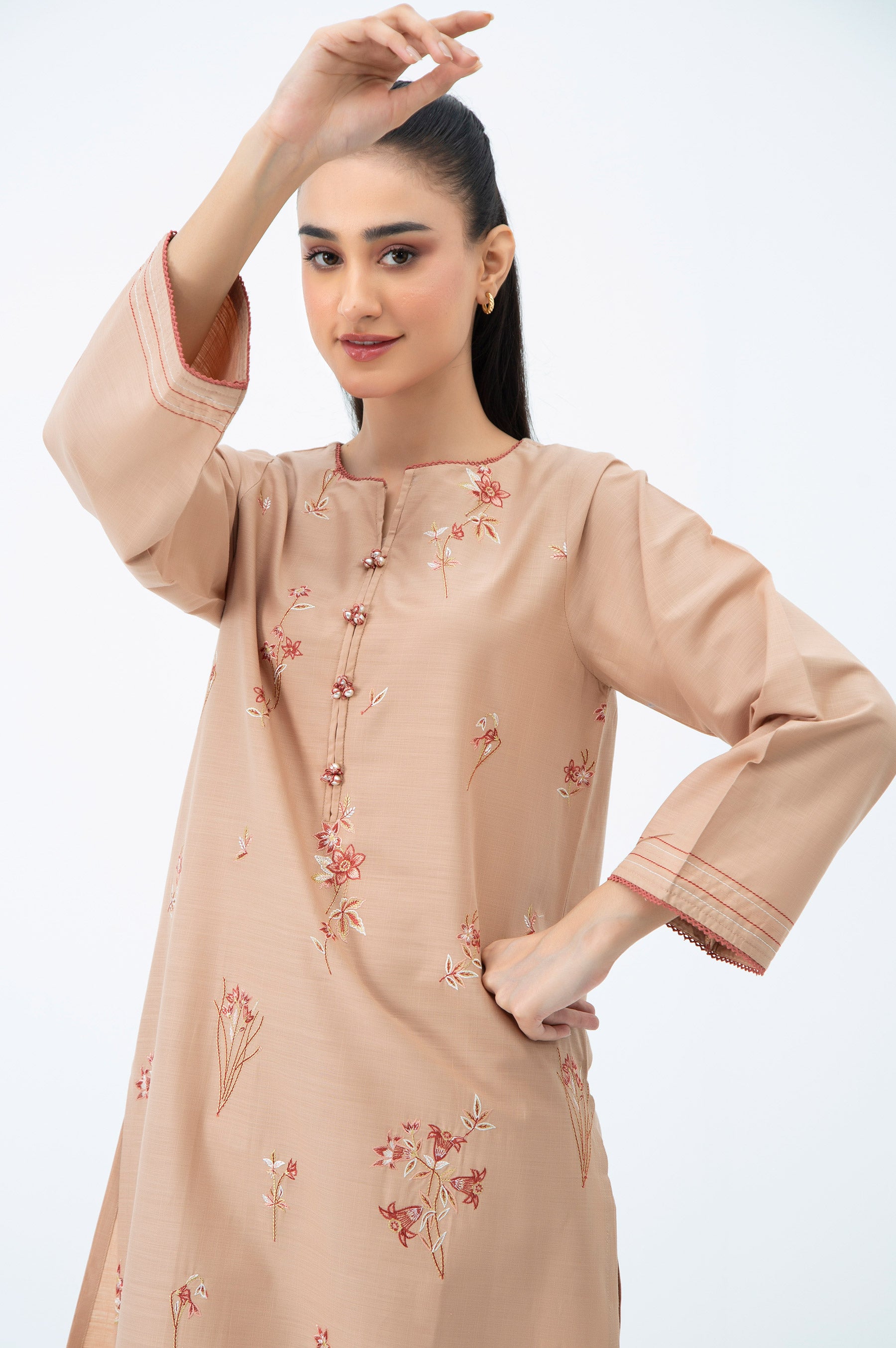 STITCHED EMBROIDERED BOTH SIDE SLUB SHIRT BOTTOM