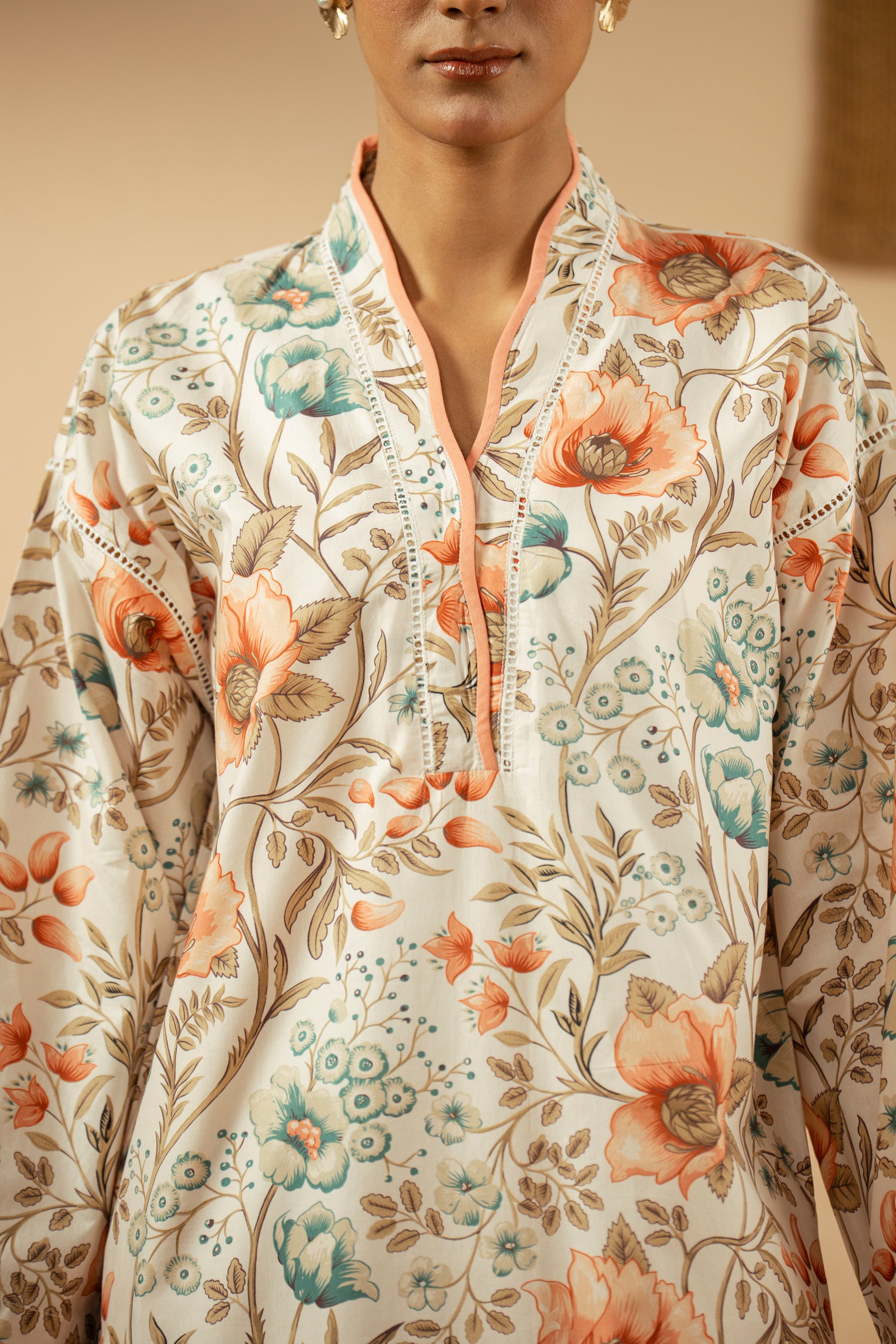 PRINTED CAMBRIC STITCHED SHIRT BOTTOM