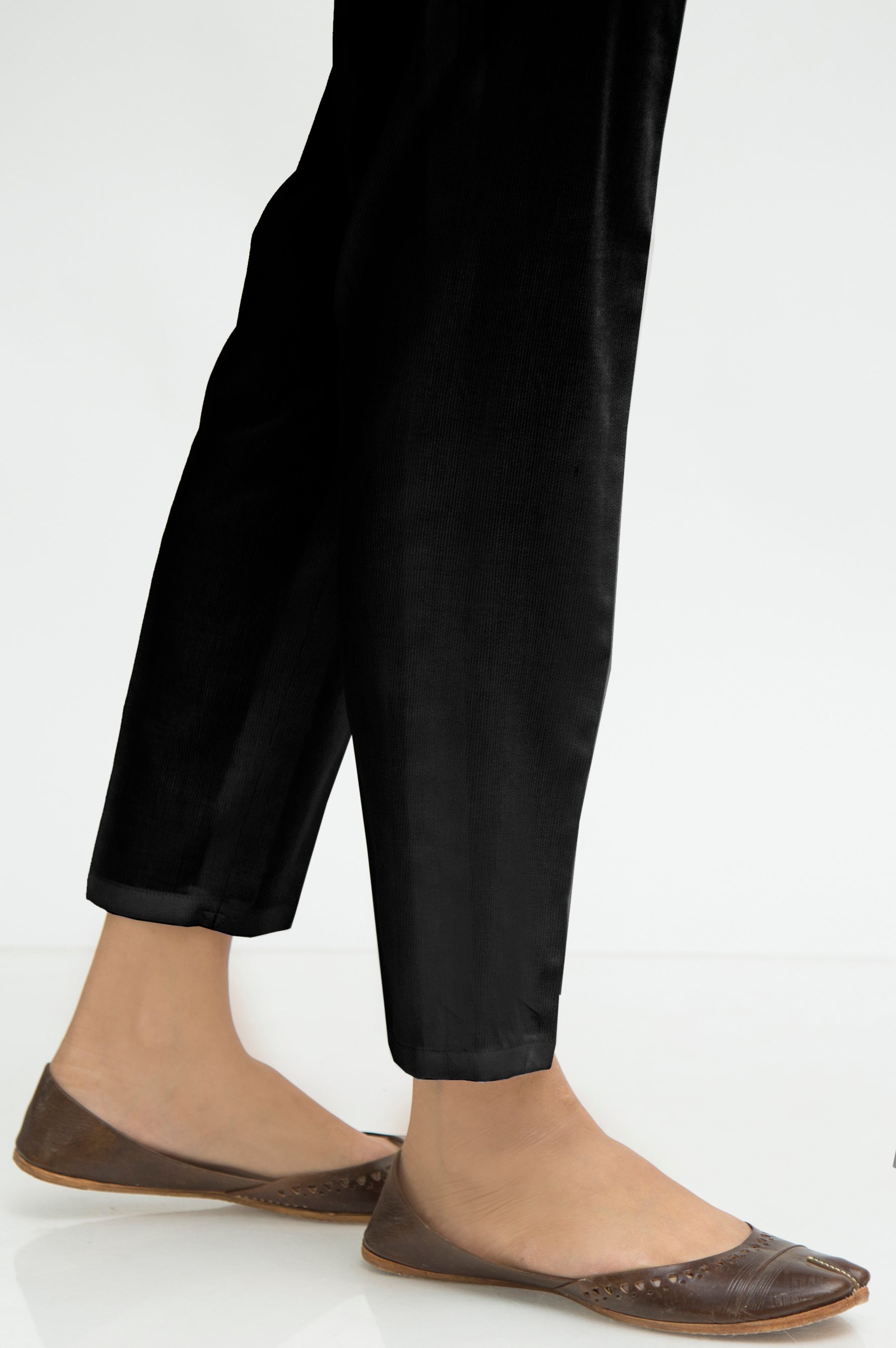 Basic Cambric Cigarette Pants - Black