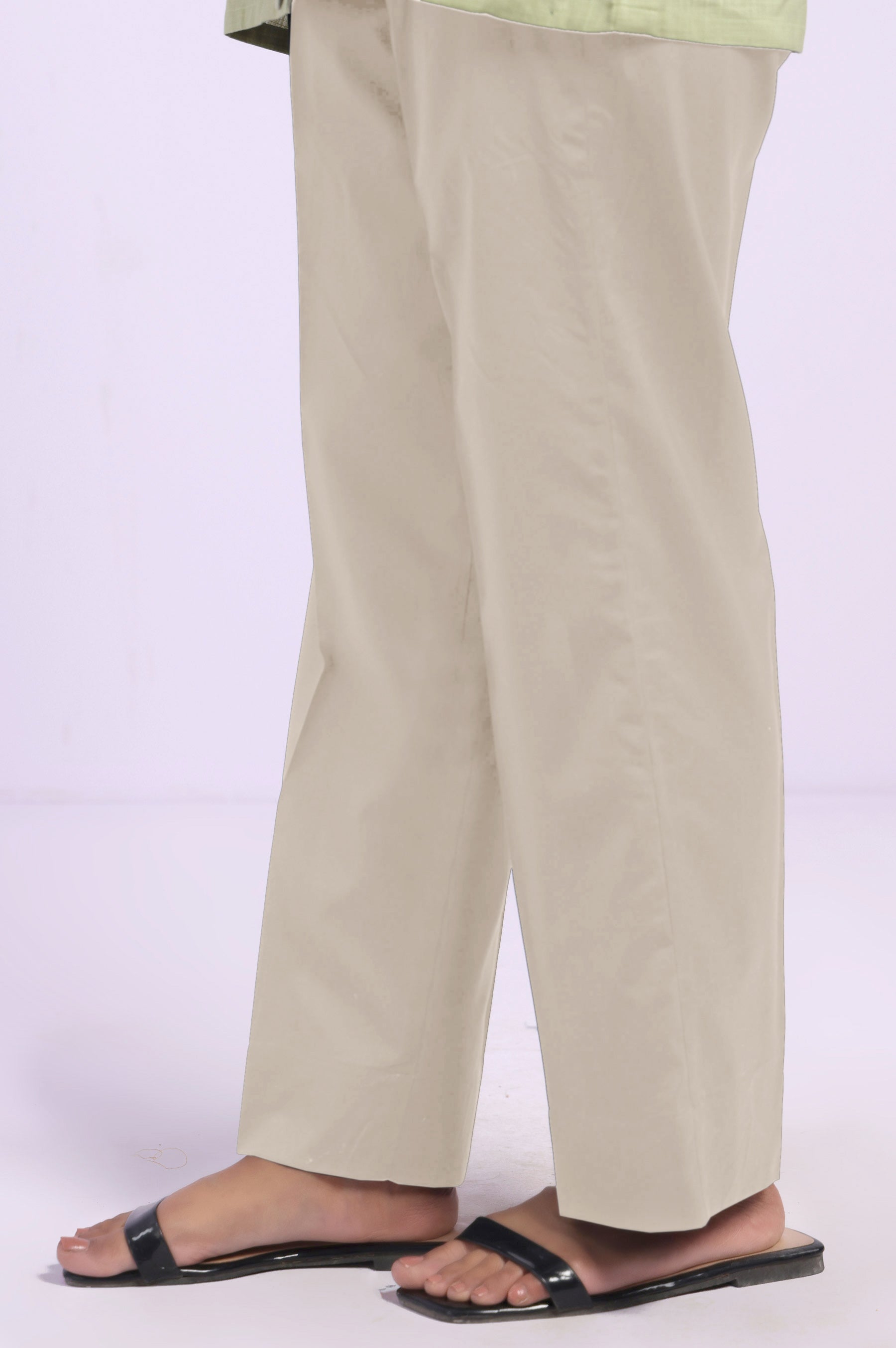 Solid Straight Pants Relax Fit - Light Beige