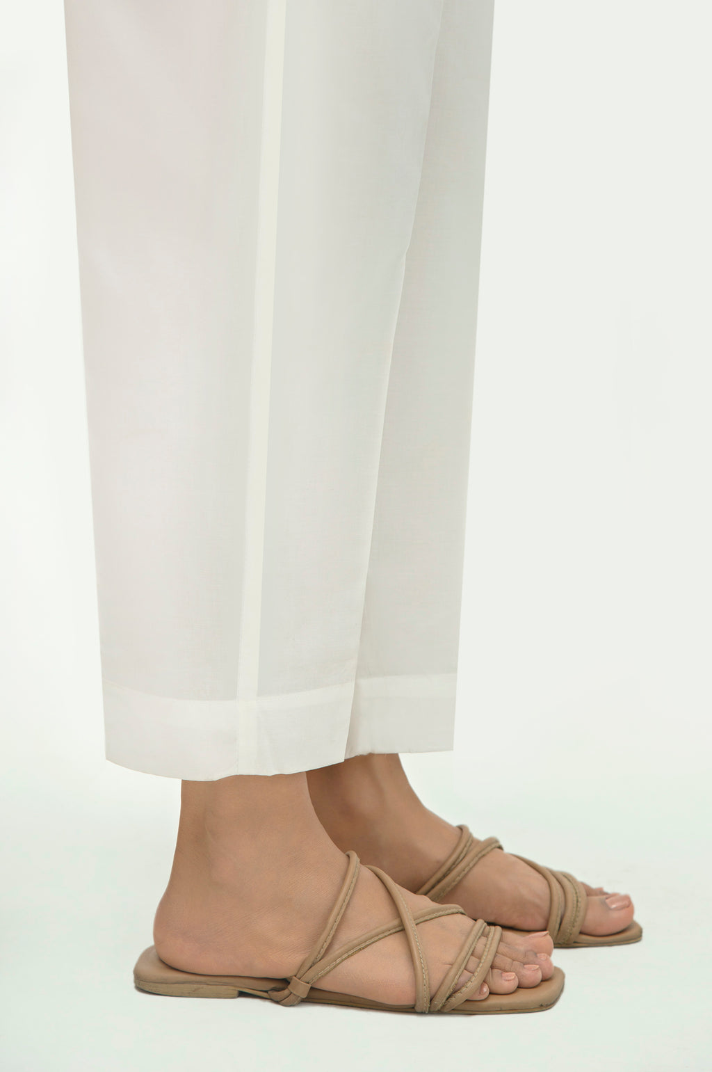 Basic Cambric Cigarette Pants - Regular Fit