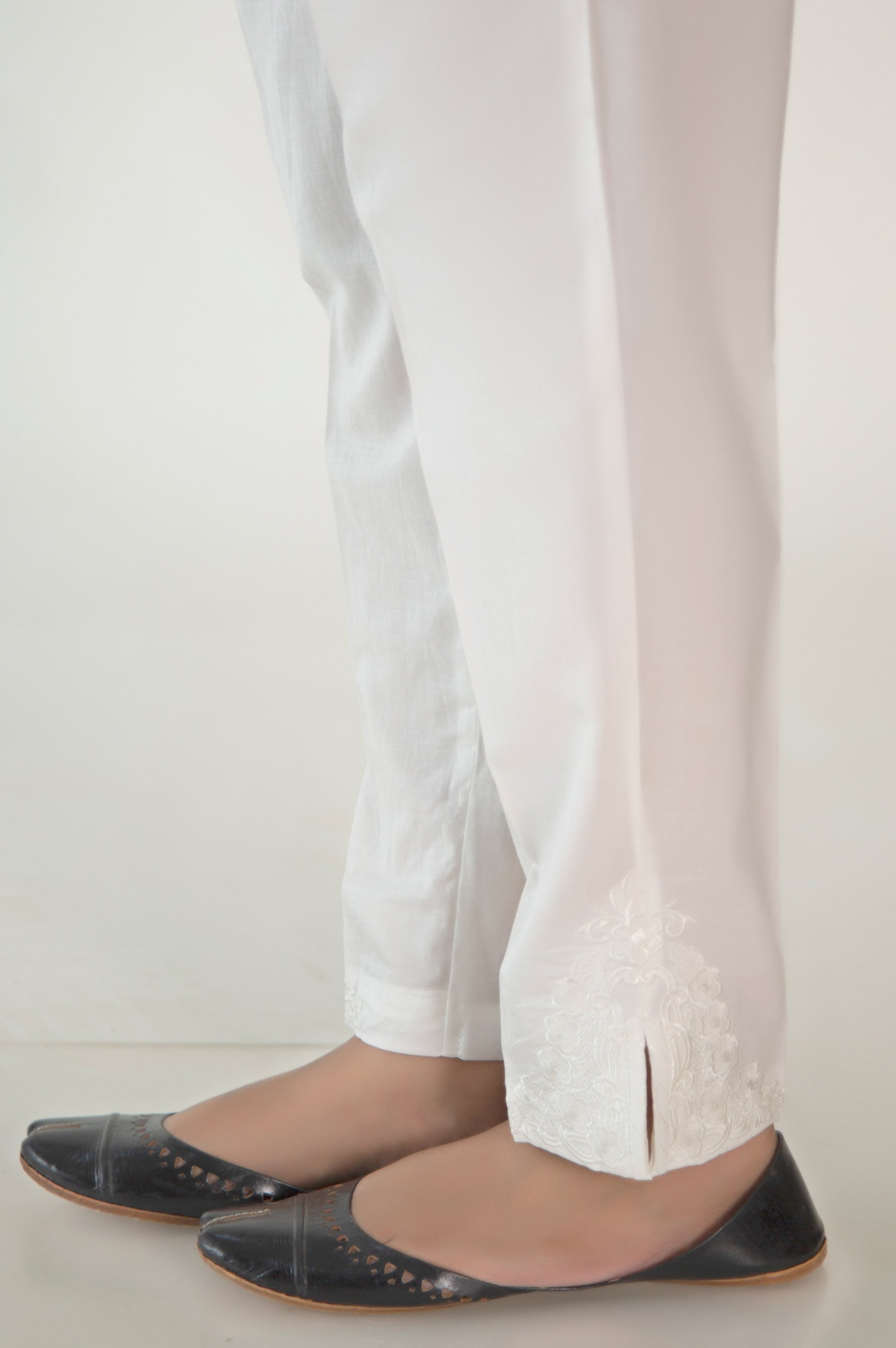 Embroidered Cambric Cigarette Pants