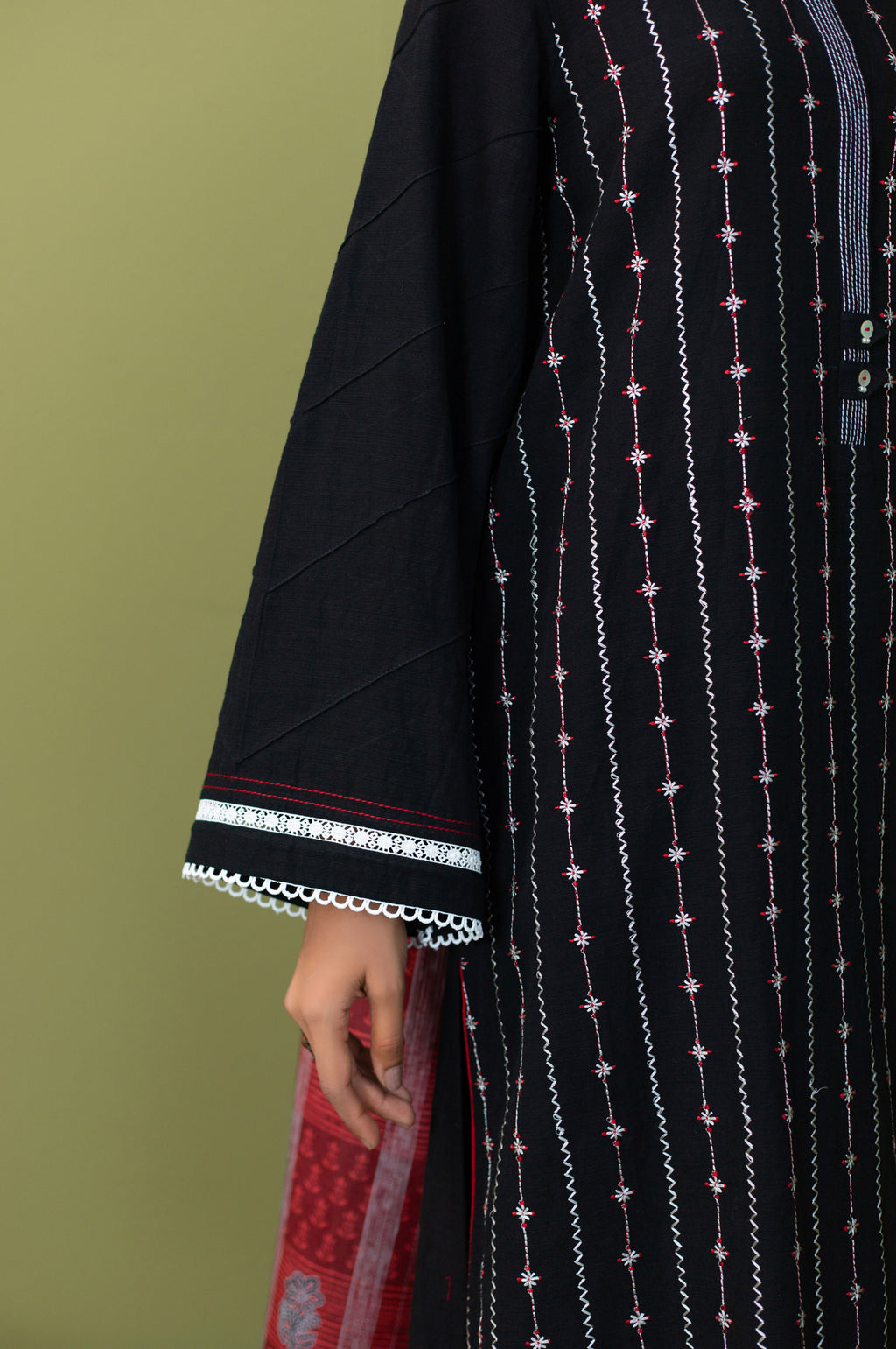Stitched 2 Piece Dyed Embroidered Khaddar Suit