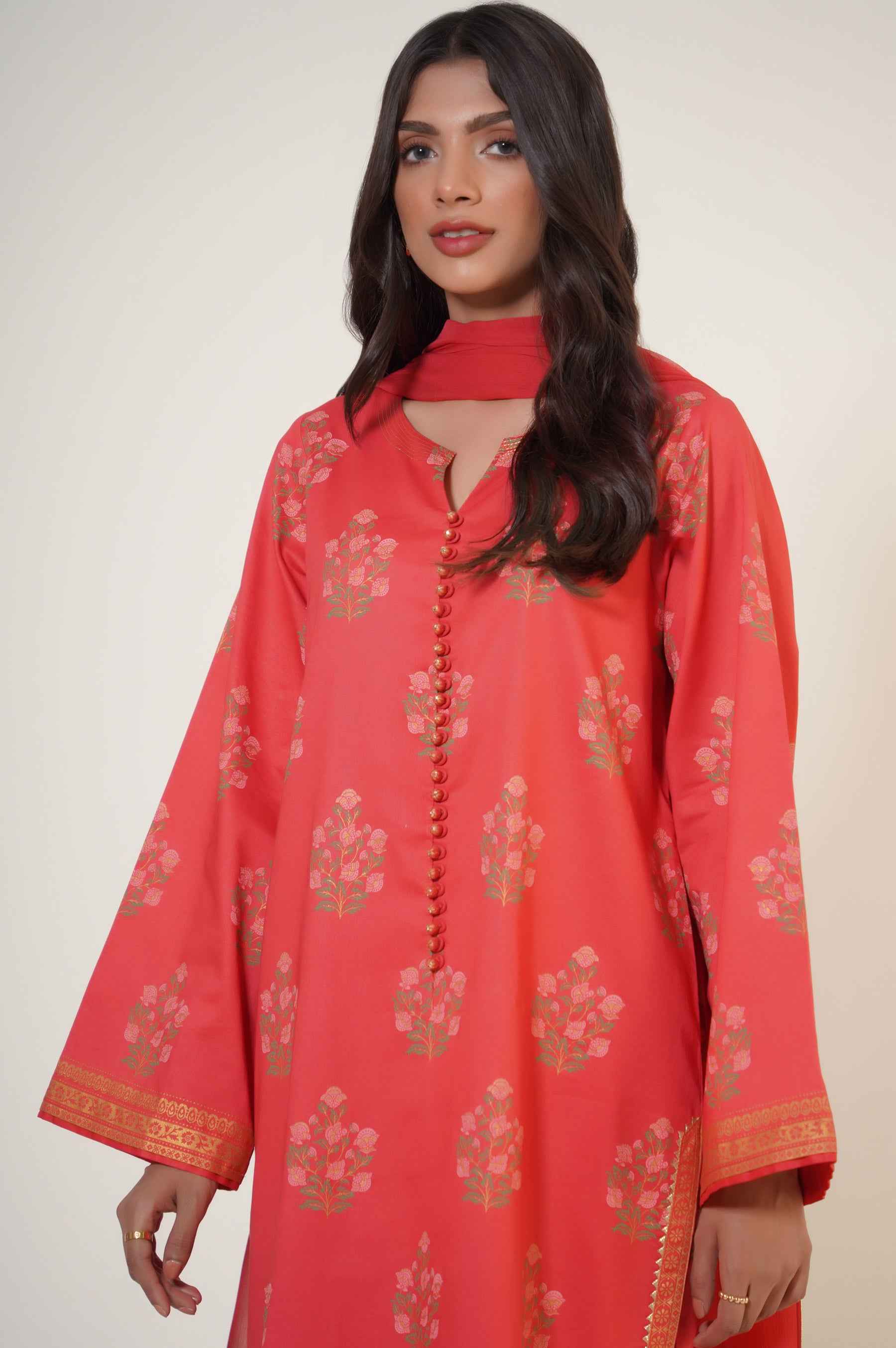 Unstitched 3 Piece Paste Printed Lawn Suit