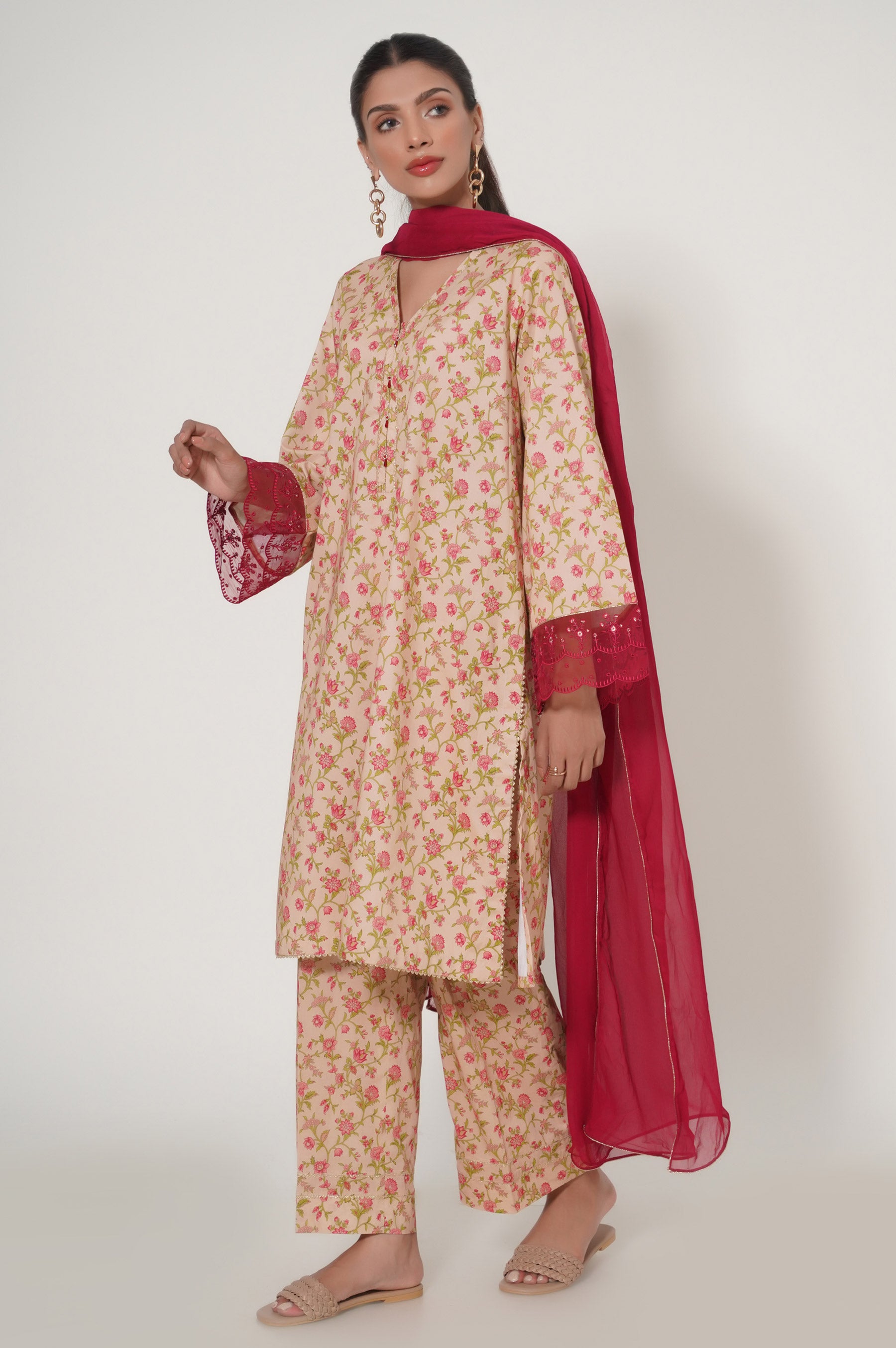 Stitched 3 Piece Printed Lawn