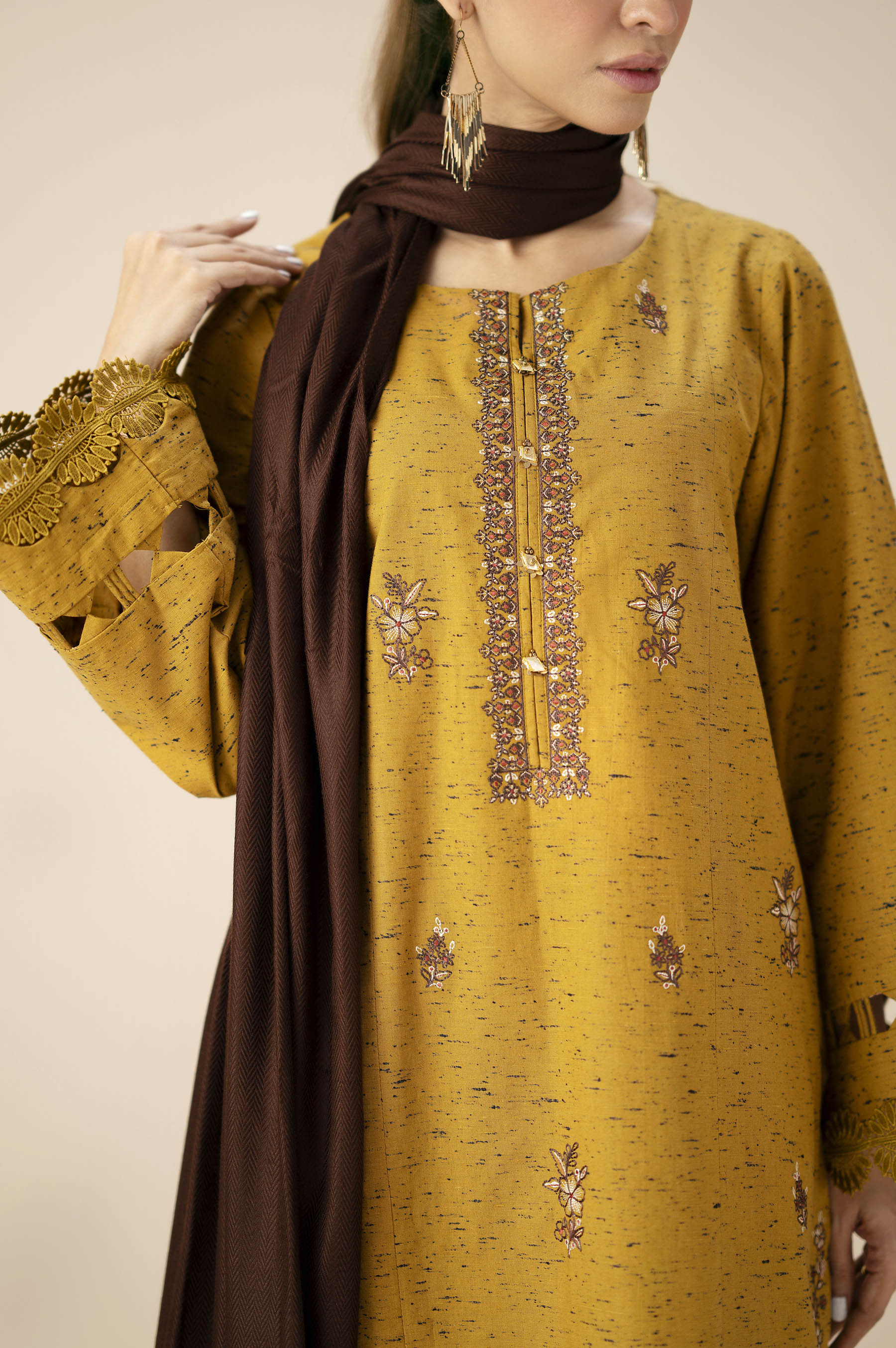 Unstitched 3 Piece Embroidered Multi Neps Suit
