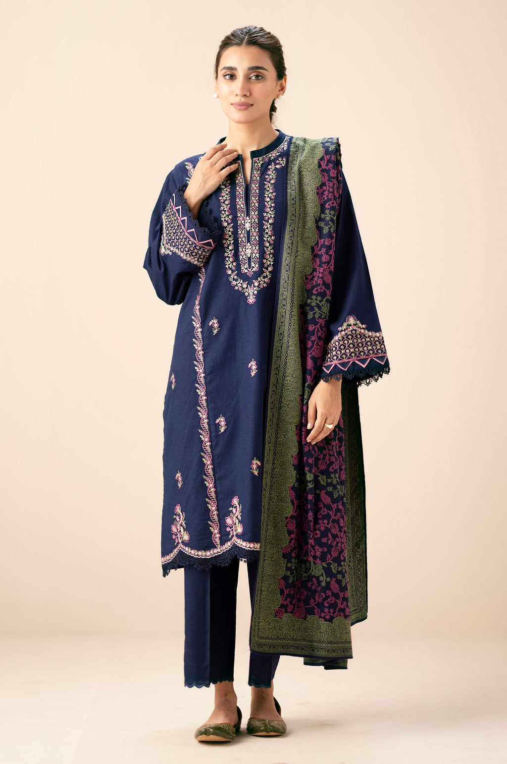 UNSTITCHED EMBROIDERED SUIT