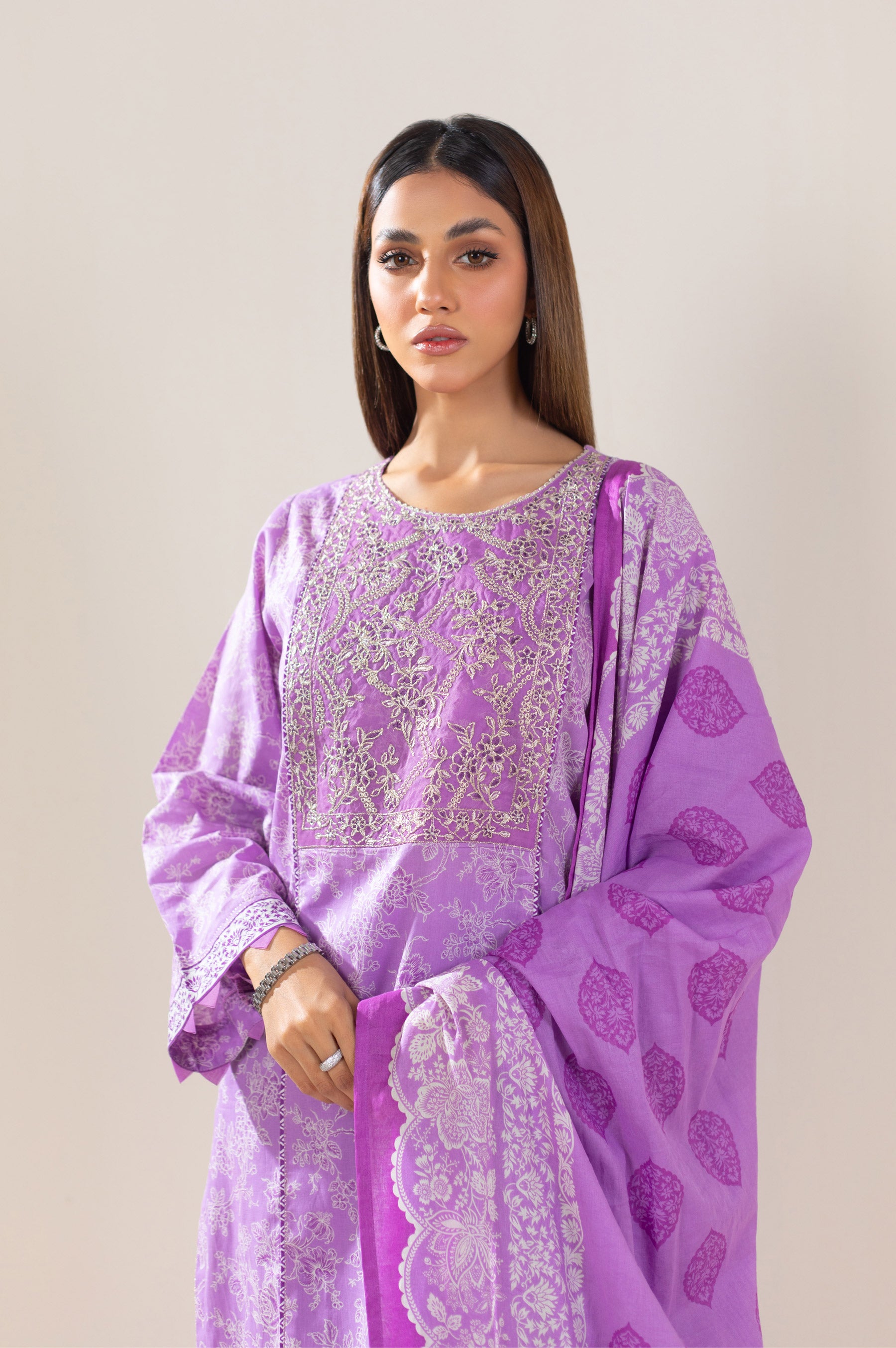Unstitched 3 Piece Embroidered Lawn Suit
