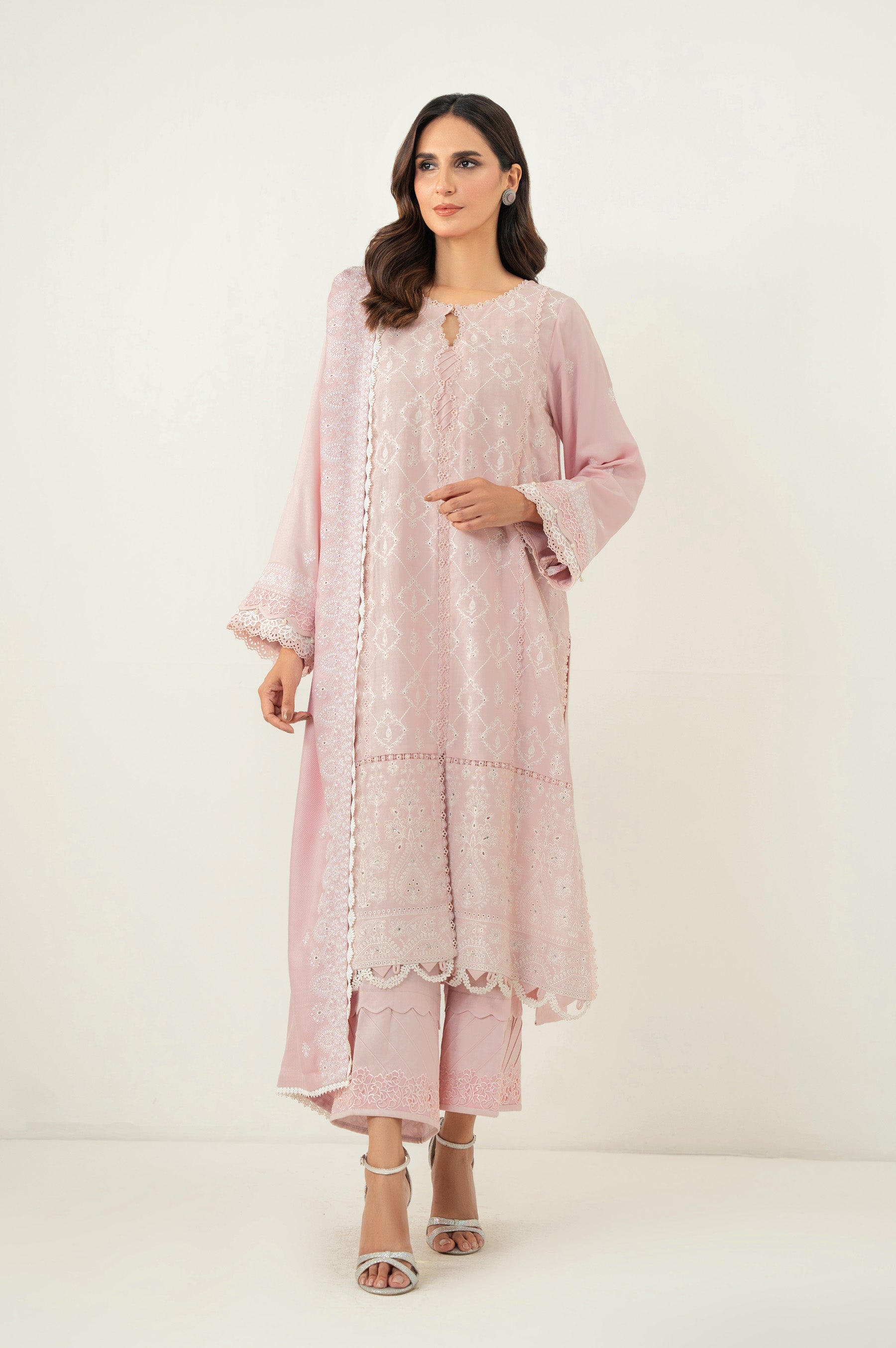 UNSTITCHED 3 PIECE CHIKANKARI SUIT
